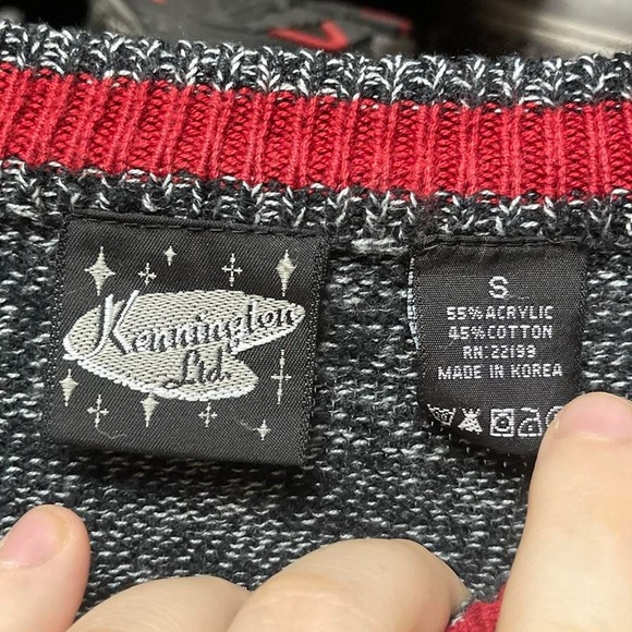 horizontal line pattern crewneck 90s vintage paint splatter sweater sweatshirt - Picture 5 of 8